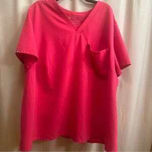 Figs Vivid Pink V-Neck Short Sleeve Scrubs Top 6XL